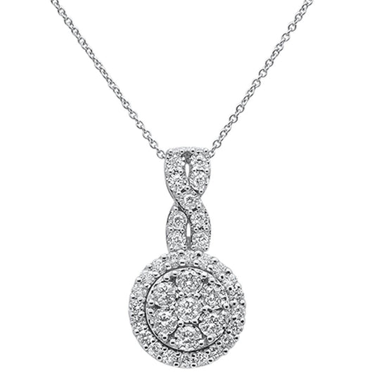 Muse Jewelry 1.05ct 14k White Gold Diamond Infinity Round Halo Pendant Necklace 18"