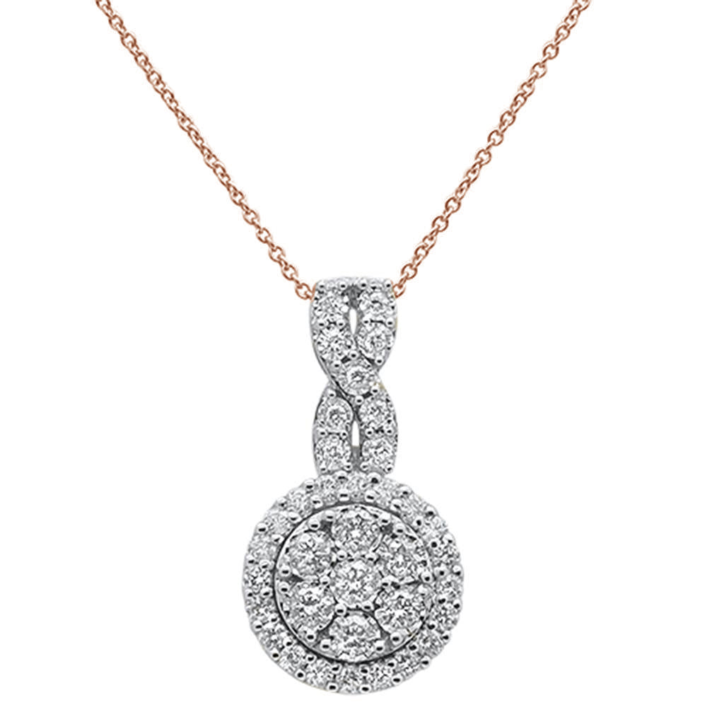 Muse Jewelry .97ct 14k Rose Gold Diamond Round Pendant Necklace 18" Long