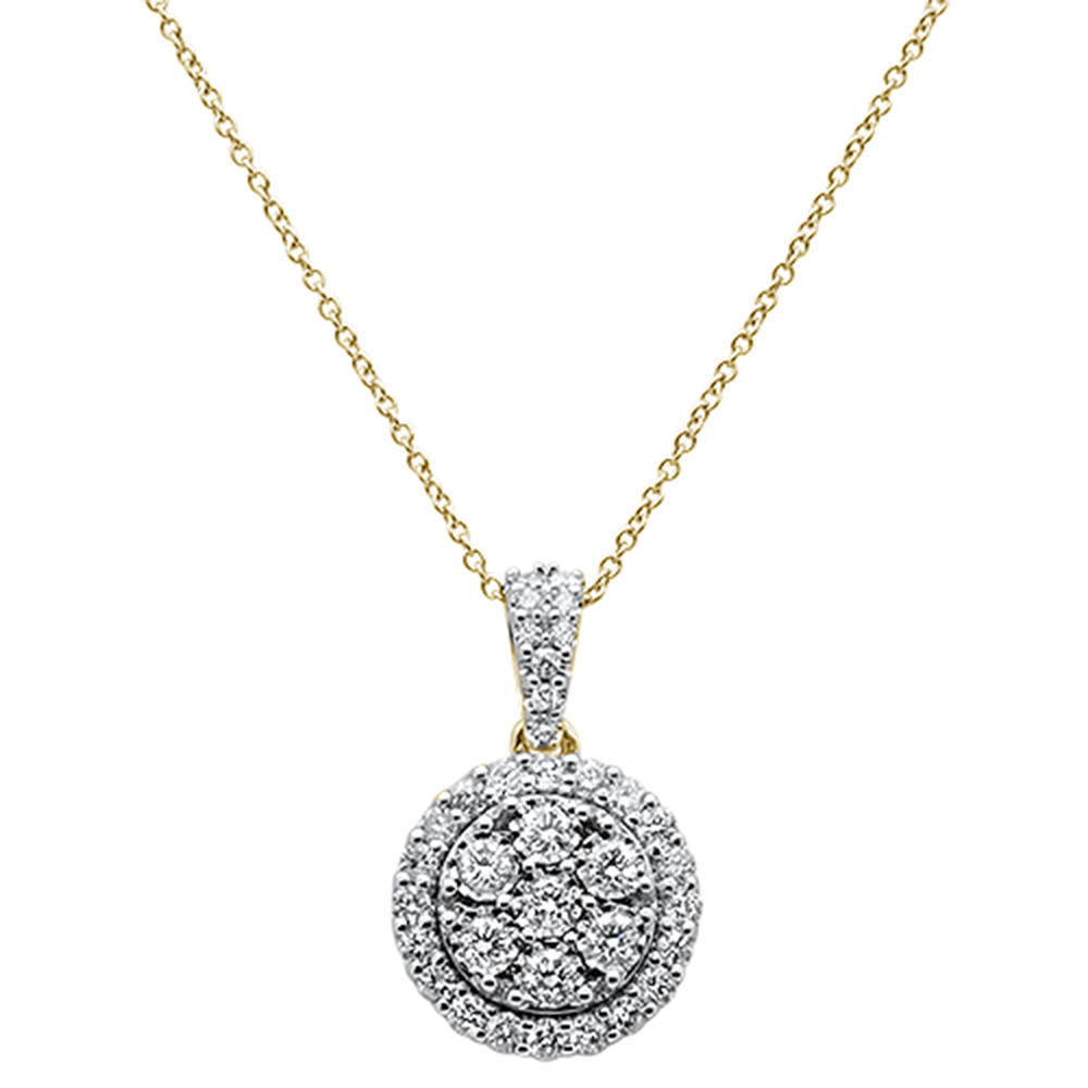 Muse Jewelry 1.04cts 14k Yellow Gold Round Diamond Pendant Necklace 18" Long