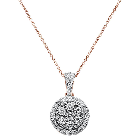 Muse Jewelry 1.04cts 14k Rose Gold Round Diamond Pendant Necklace 18" Long