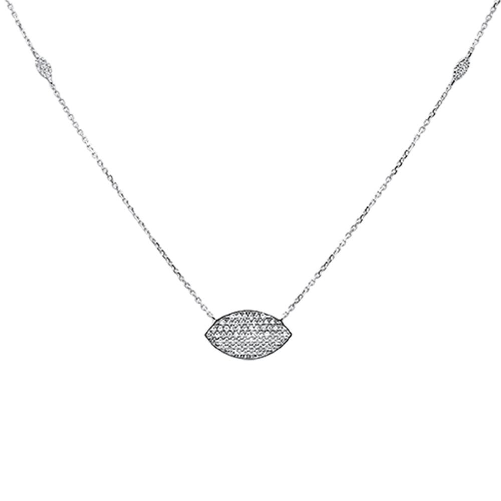 Muse Jewelry .24ct 14k White Gold Diamond Evil Eye Hamsah Protect Pendant Necklace 18"