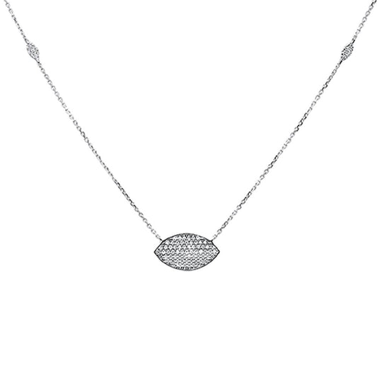 Muse Jewelry .24ct 14k White Gold Diamond Evil Eye Hamsah Protect Pendant Necklace 18"