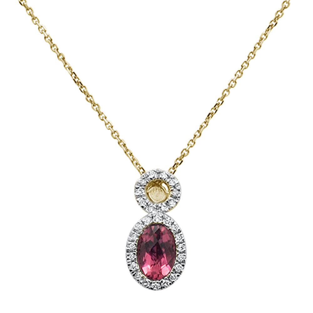 Muse Jewelry .59ct 10k Yellow Gold Diamond & Pink Tourmaline Pendant Necklace 18"