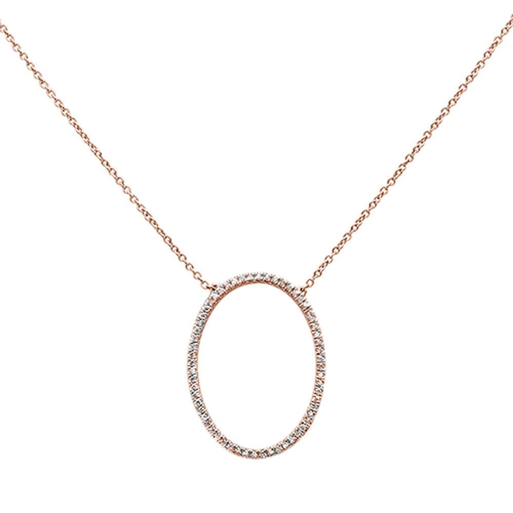 Muse Jewelry .17ct 14k Oval Modern Rose Gold Diamond Pendant Necklace 18"