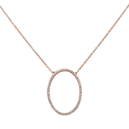 Muse Jewelry .17ct 14k Oval Modern Rose Gold Diamond Pendant Necklace 18"