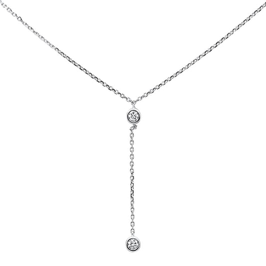 Muse Jewelry .13ct 14k White Gold Diamond Lariat Drop Pendant Necklace 18" Long