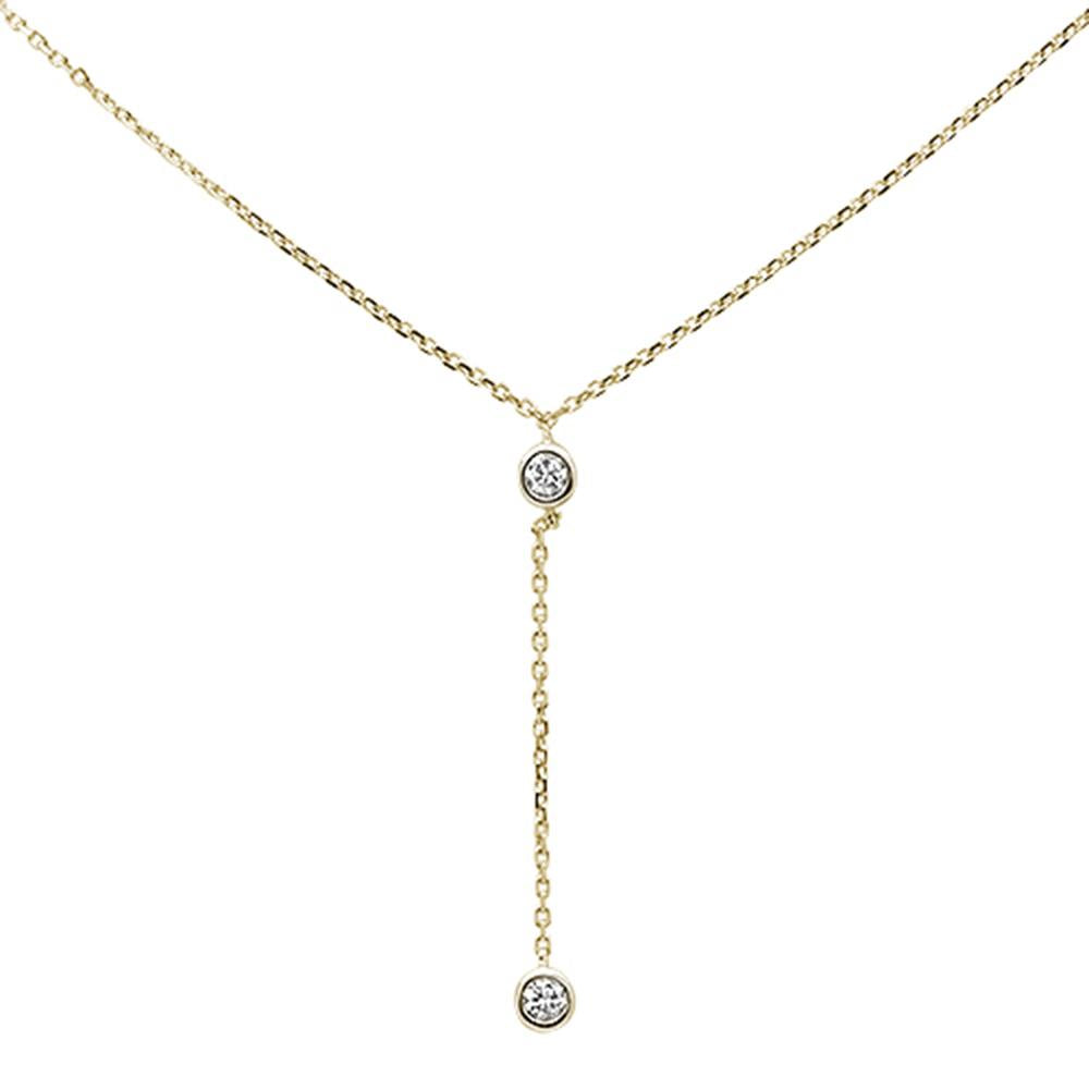 Muse Jewelry .13ct 14k Yellow Gold Diamond Lariat Drop Pendant Necklace 18" Long