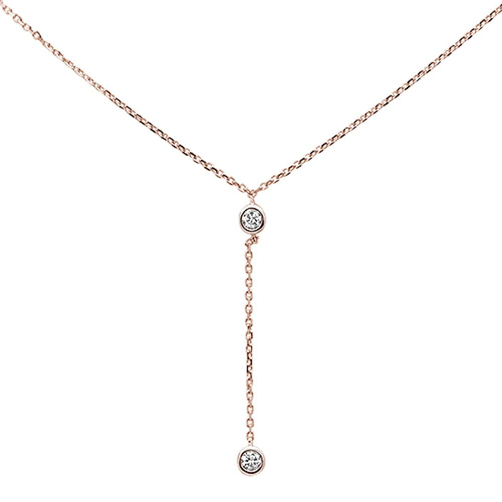 Muse Jewelry .13ct 14k Rose Gold Diamond Lariat Drop Pendant Necklace 18" Long