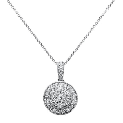 Muse Jewelry .97ct 14k White Gold Diamond Halo Round Bezel Pendant Necklace 18"