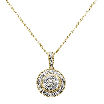 Muse Jewelry 1.02ct 14k Yellow Gold Diamond Round Pendant Necklace 18" Long