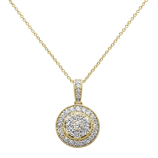 Muse Jewelry 1.02ct 14k Yellow Gold Diamond Round Pendant Necklace 18" Long