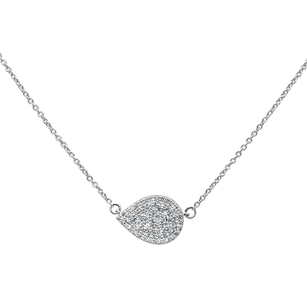 Muse Jewelry .2ct 14k White Gold Diamond Pendant Sideways Tear Drop Layer Necklace 18"