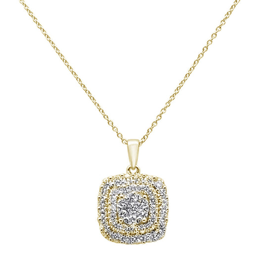 Muse Jewelry .97ct 14k Yellow Gold Diamond Square Shaped Pendant Necklace 18" Long