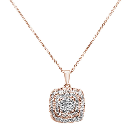 Muse Jewelry .99ct 14k Rose Gold Diamond Square Pendant Necklace 18" Long