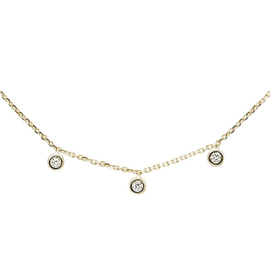 Muse Jewelry .07ct 14k Yellow Gold Diamond Station Bezel Necklace 18"