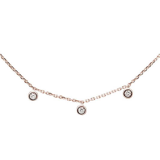 Muse Jewelry .07ct 14k Rose Gold Diamond Station Bezel Necklace 18"