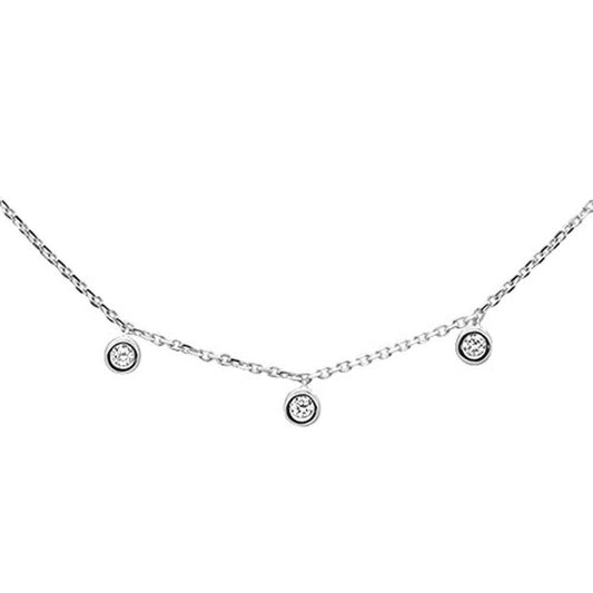 Muse Jewelry .07ct 14k White Gold Diamond Station Bezel Necklace 18"