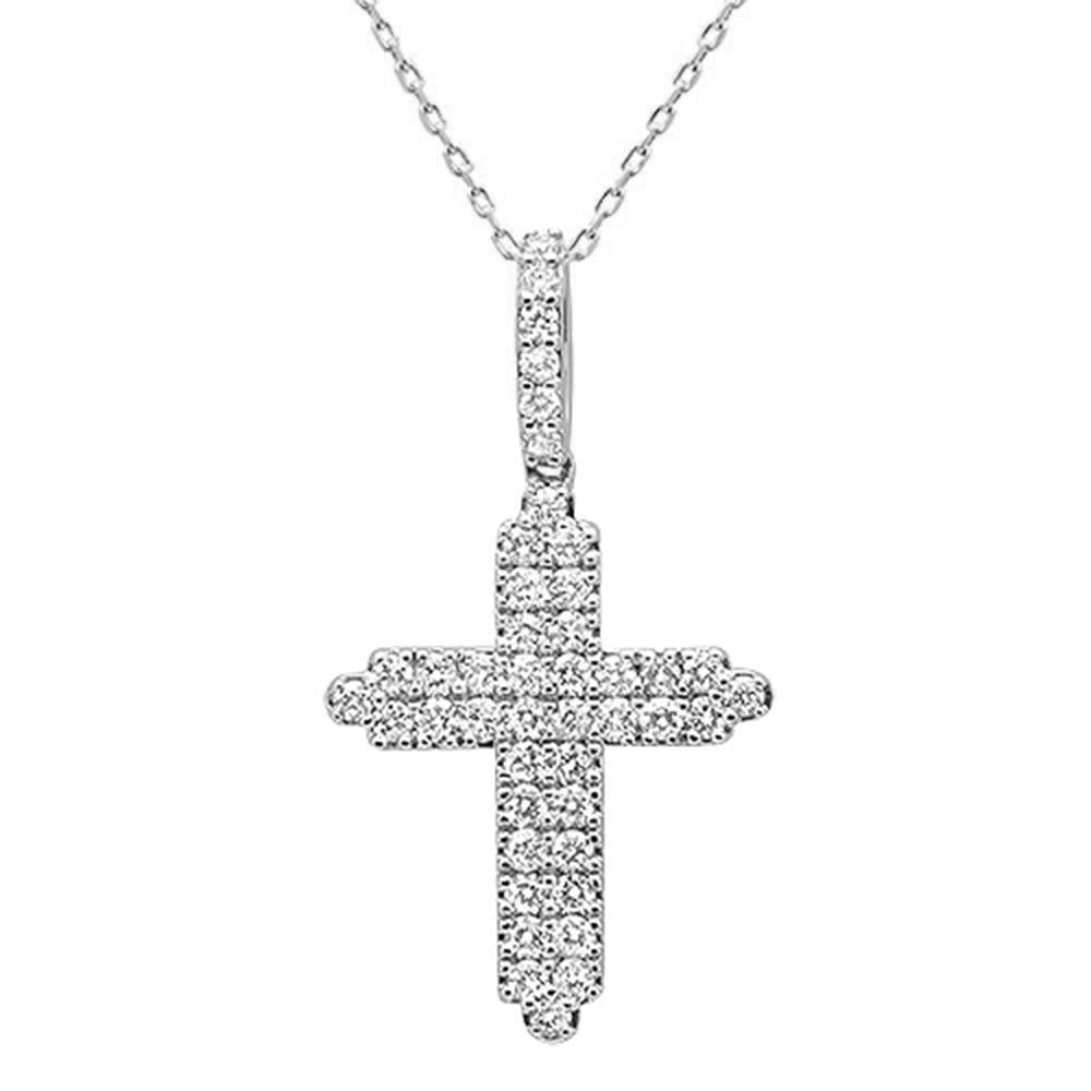 Muse Jewelry 1.04ct 14k White Gold Diamond Cross Pendant Necklace 18" Long