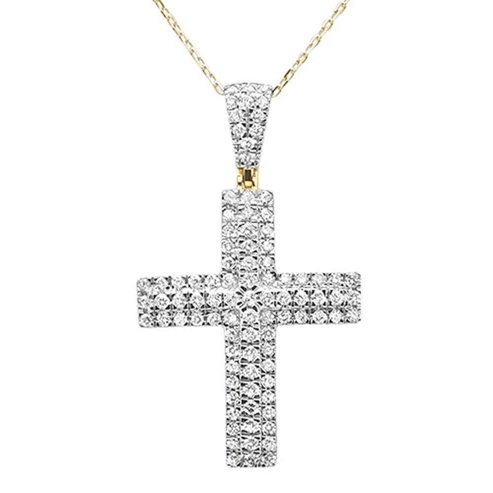 Muse Jewelry .99ct 10k Yellow Gold Diamond Micro Pave Iced Cross Necklace 18" Long