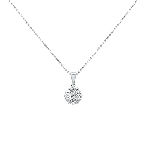 Muse Jewelry .26cts 14k White gold Round Diamond Solitaire Pendant Necklace 18" Long