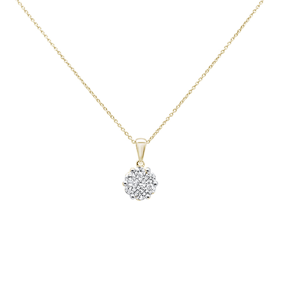 Muse Jewelry .26cts 14k Yellow Gold Round Diamond Solitaire Pendant Necklace 18" Long