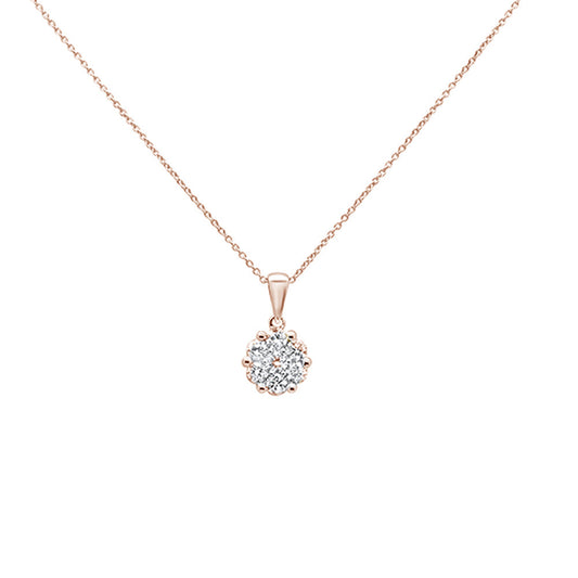 Muse Jewelry .25ct 14k Rose Gold Round Diamond Solitaire Pendant Necklace 18" Long