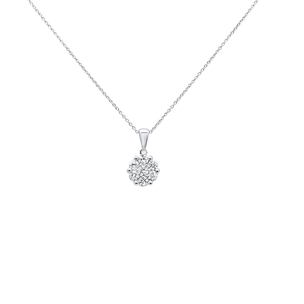 Muse Jewelry .16cts 14k White gold Round Diamond Cluster Pendant Necklace 18" Long