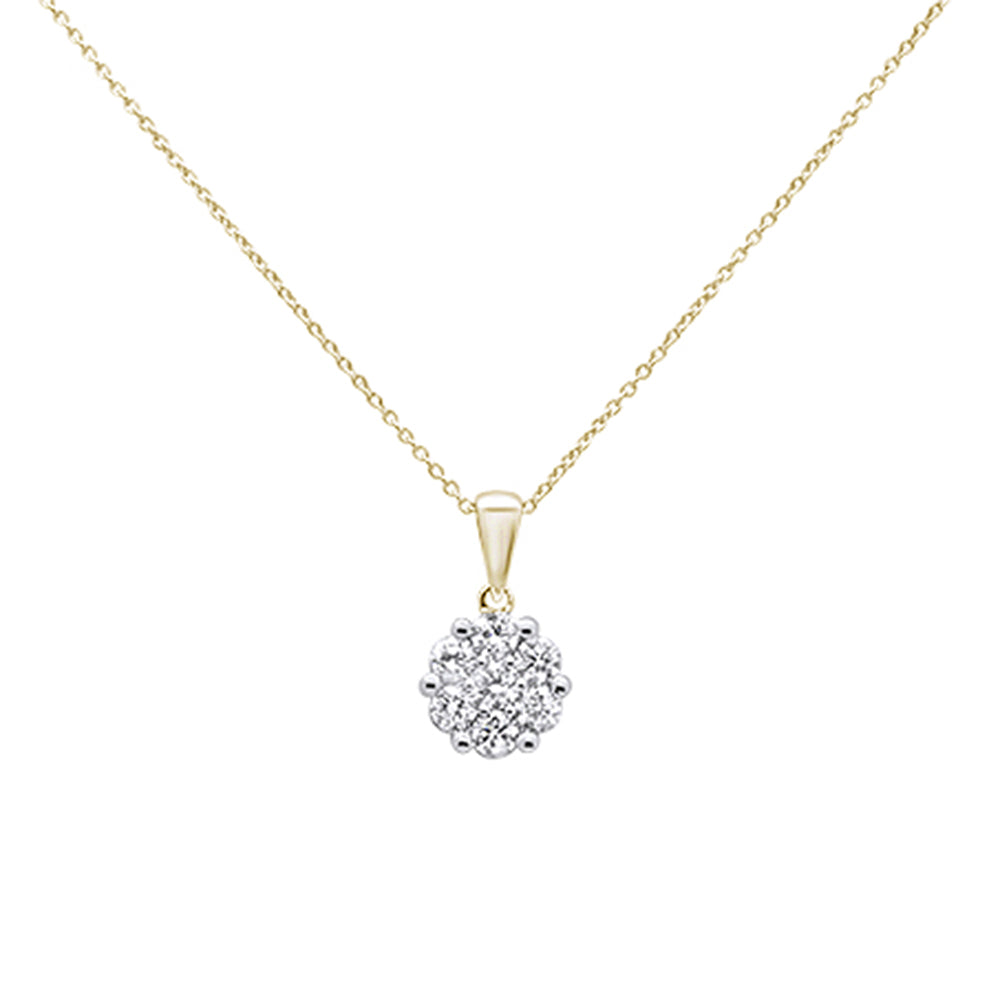 Muse Jewelry .52cts 14k Yellow Gold Round Diamond Cluster Pendant Necklace 18" Long