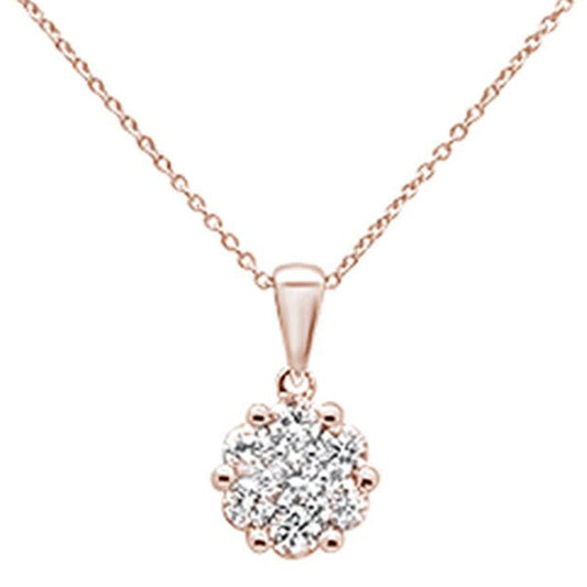 Muse Jewelry 72ct 14k Rose Gold Round Diamond Cluster Pendant Necklace 18" Long