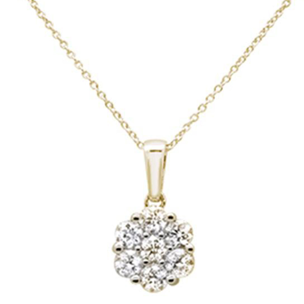 Muse Jewelry 1.03ct 14k Yellow Gold Diamond Cluster Pendant Necklace 18" Long