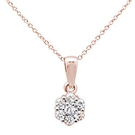 Muse Jewelry .33ct 14k Rose Gold Round Diamond Pendant Necklace 18" Long