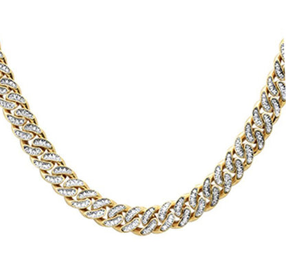 Muse Jewelry 5mm 1.80ct G SI 14k Yellow Gold Diamond Round Cuban Necklace 22"