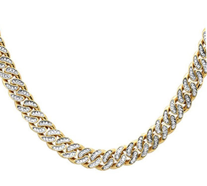 Muse Jewelry 7mm 3.77ct G SI 14k Yellow Gold Diamond Round Cuban Necklace 20"