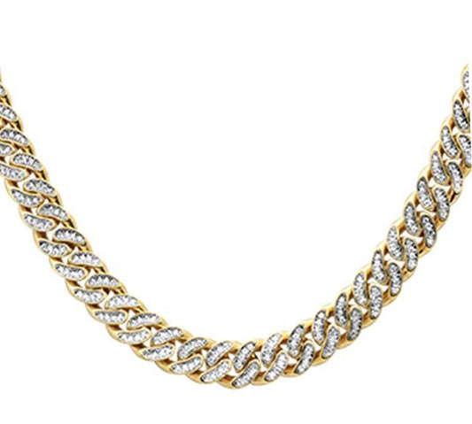 Muse Jewelry 7mm 4.61ct G SI 14k Yellow Gold Diamond Round Cuban Necklace 22"