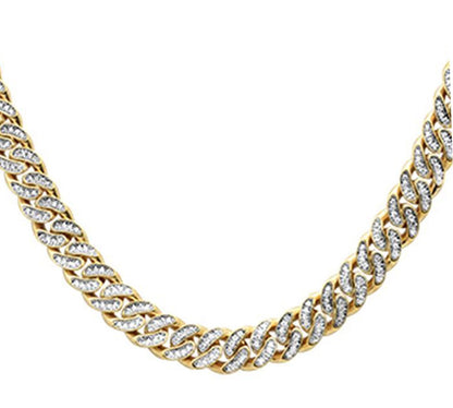 Muse Jewelry 7mm 3.54ct G SI 14k Yellow Gold Diamond Round Cuban Necklace 18"