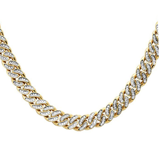 Muse Jewelry 3MM 1.91ct G SI 14k Yellow Gold Diamond Round Cuban Necklace 18"