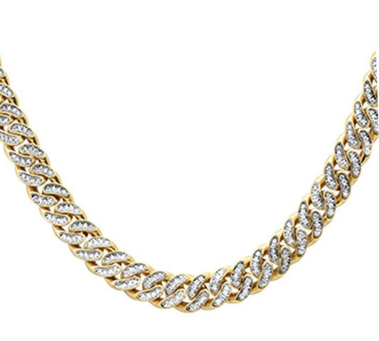 Muse Jewelry 6mm 2.10ct G SI 14k Yellow Gold Diamond Round Cuban Necklace 22"