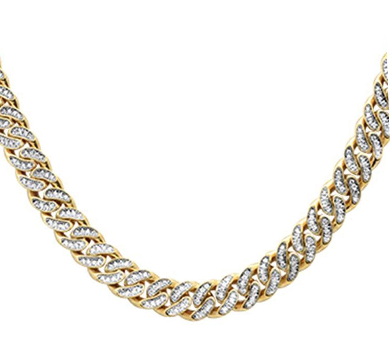 Muse Jewelry 6MM 1.99ct G SI 14k Yellow Gold Diamond Round Cuban Necklace 22"