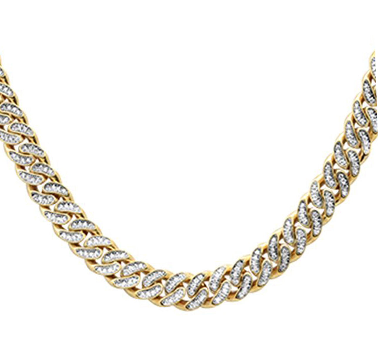 Muse Jewelry 4mm 2.26ct G SI1 14k Yellow Gold Diamond Round Cuban Necklace 22"