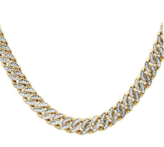 Muse Jewelry 4mm 2.08ct G SI1 14k Yellow Gold Diamond Round Cuban Necklace 22"