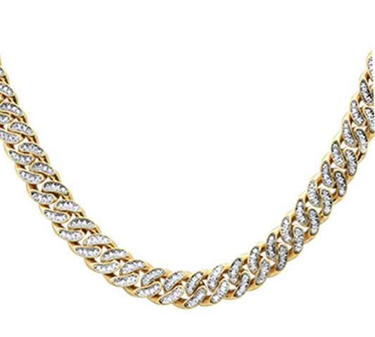 Muse Jewelry 6mm 1.68ct G SI 14k Yellow Gold Diamond Round Cuban Necklace 18"