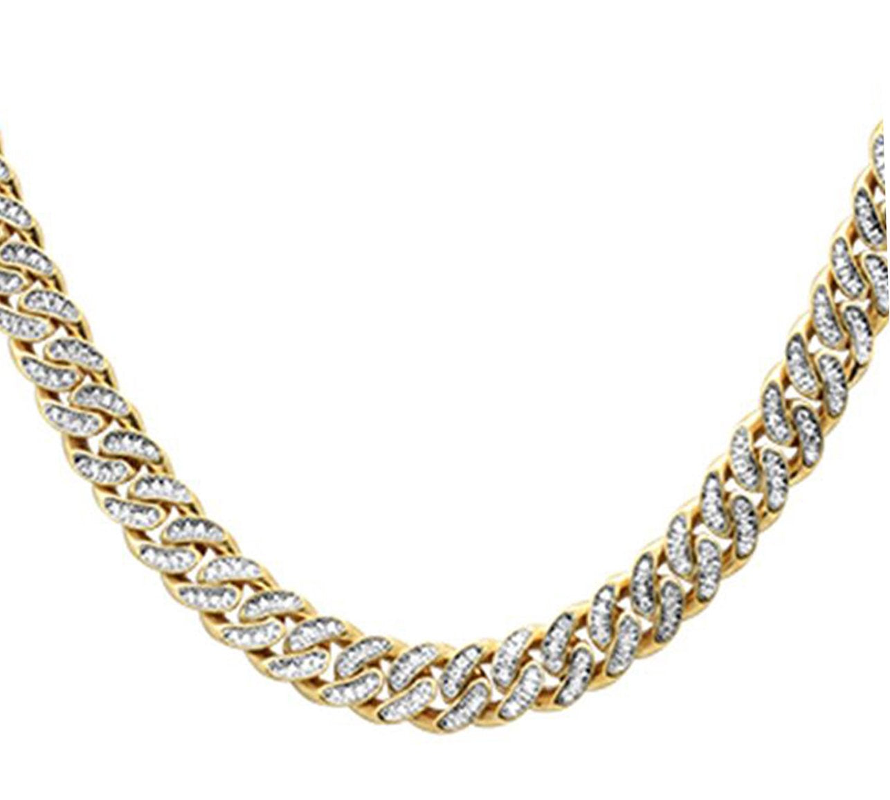 Muse Jewelry 7mm 4.14ct G SI 14k Yellow Gold Diamond Round Cuban Necklace 22"