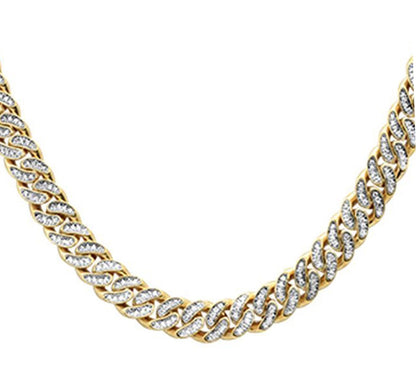 Muse Jewelry 7mm 3.59ct G SI 14k Yellow Gold Diamond Round Cuban Necklace 18"