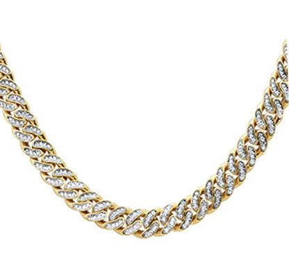 Muse Jewelry 4mm 2.13ct G SI1 14k Yellow Gold Diamond Round Cuban Necklace 22"