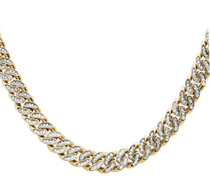 Muse Jewelry 4mm 2.06ct G SI 14k Yellow Gold Diamond Round Cuban Necklace 18"