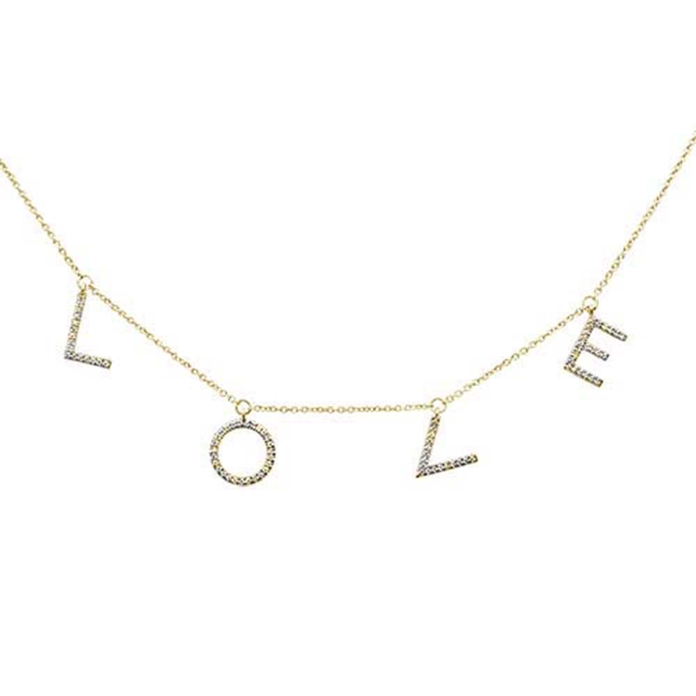 Muse Jewelry .18ct 14kt Yellow Gold "LOVE" Diamond Charm Heart Pendant Necklace 16"+2" Ext