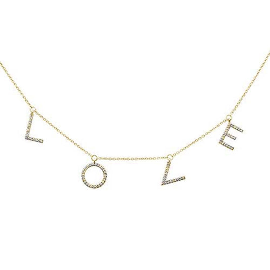 Muse Jewelry .18ct 14kt Yellow Gold "LOVE" Diamond Charm Heart Pendant Necklace 16"+2" Ext