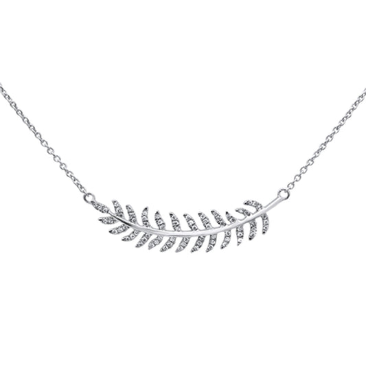 Muse Jewelry .14ct 14kt White Gold Olive Branch Diamond Pendant Necklace 16"+2" Ext