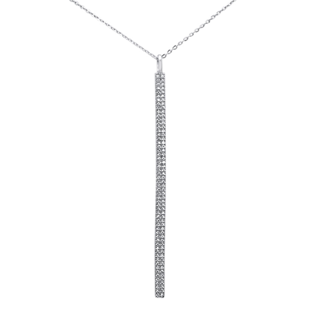 Muse Jewelry .23ct 14kt White Gold Diamond Vertical Bar Drop Pendant Necklace 16"+2" Ext