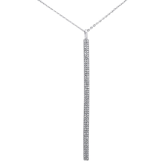 Muse Jewelry .23ct 14kt White Gold Diamond Vertical Bar Drop Pendant Necklace 16"+2" Ext